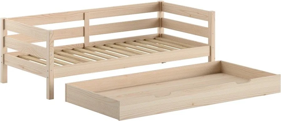 Letto da bambini estraibile di colore naturale in pino massiccio con rete inclusa 90x200 cm Margrit – Vipack