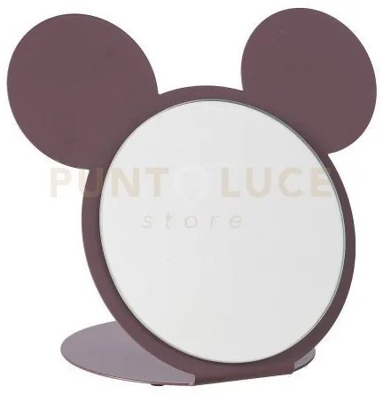 Specchio da tavolo di design mouse viola ametista in ferro, vetro p...