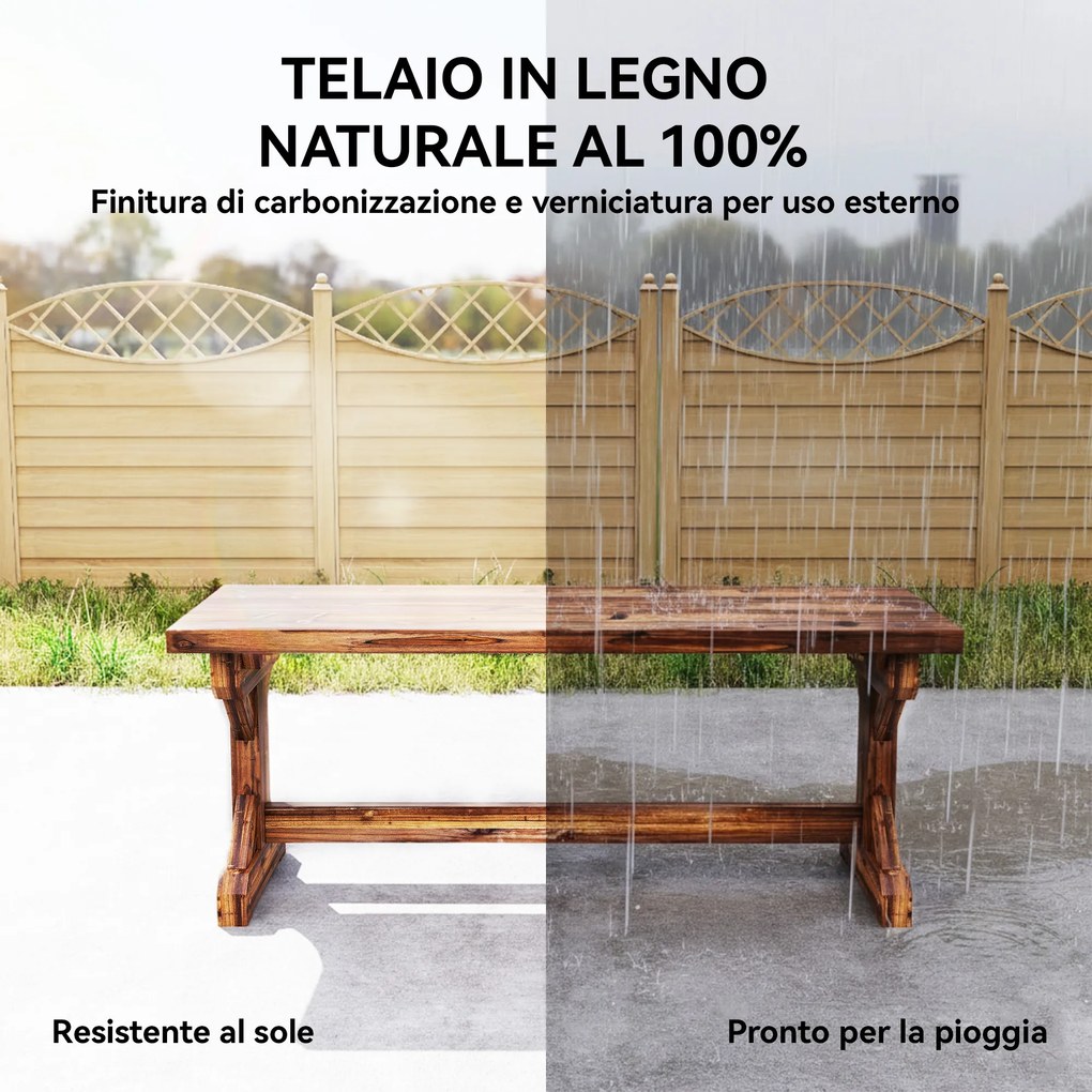 Panca da Giardino 2 Posti 114x40x46 cm Senza Schienale in Stile Rustico in Legno di Abete...