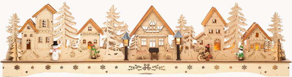 Decorazione natalizia in legno di lime a LED Village