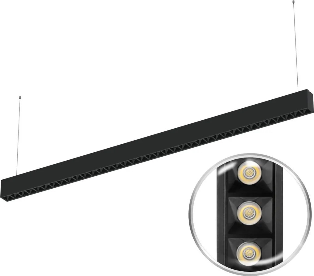 Lampada Sospesa LED 40W 120cm DALI2 con driver Philips Bianca o nera