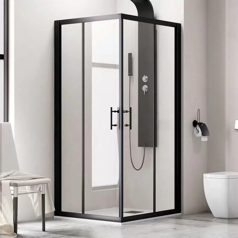 Kamalu - Box doccia 130x130cm finitura nera mat modello KF1000B