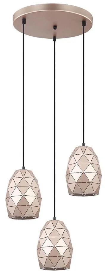 ITALUX MDM-3480/3A GD - Lampadario a sospensione con filo HARLEY 3xE27/40W/230V oro rosa