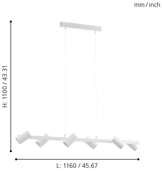 Eglo 98687 - Lampadario a sospensione con filo GATUELA 6xE14/25W/230V