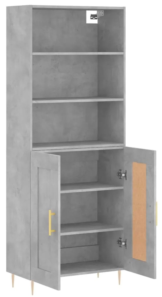 Credenza grigio cemento 69,5x34x180 cm in legno multistrato