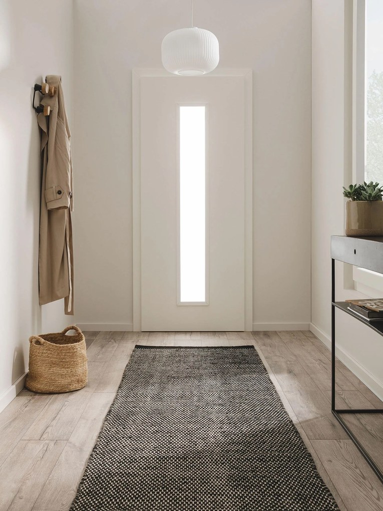 benuta Pure Tappeto passatoia in lana Rocco Bianco & Nero 80x250 cm - Tappeto fibra naturale