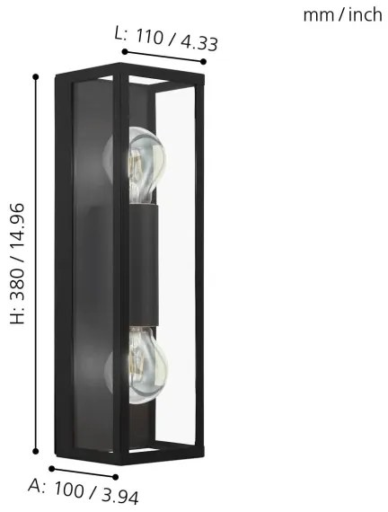 Eglo 99124 - Applique da bagno AMEZOLA 2xE27/60W/230V IP44