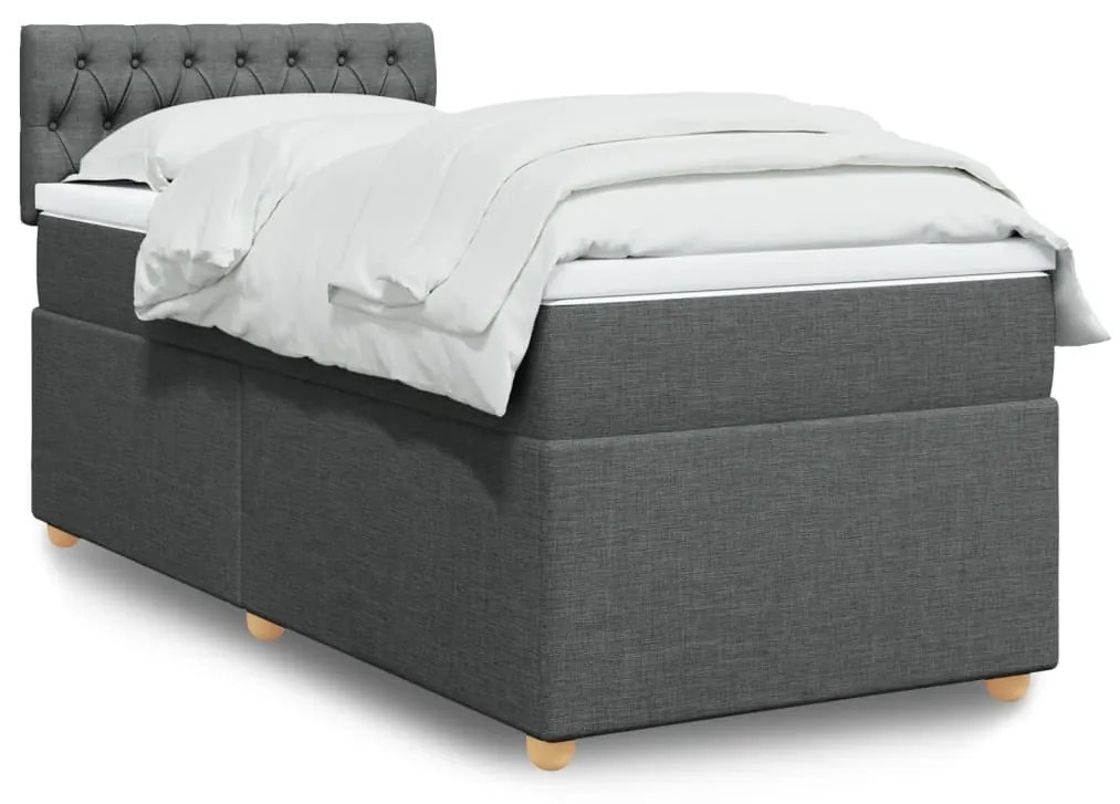 Giroletto A Molle Con Materasso Grigio Scuro 80x200 Cm Tessuto /