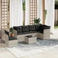 Set Divani da Giardino 7pz con Cuscini Grigio Chiaro Polyrattan 3217712