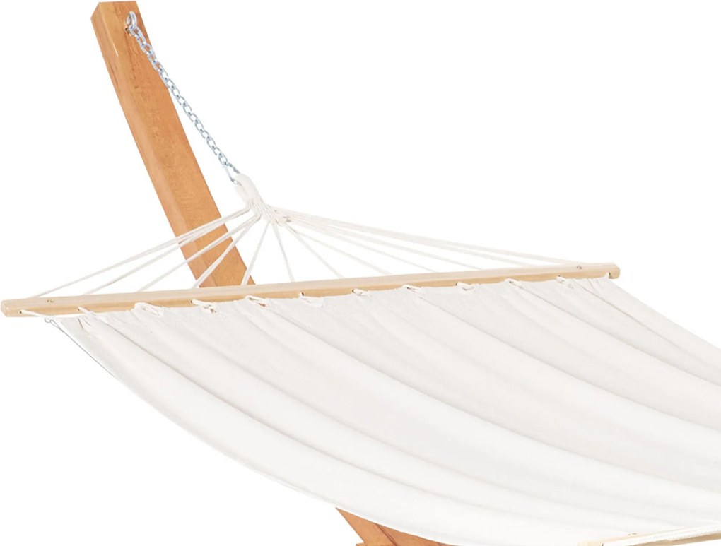 Amaca da Giardino 392x120x102 cm con Supporto in Legno di Pino e Cotone Bianca...