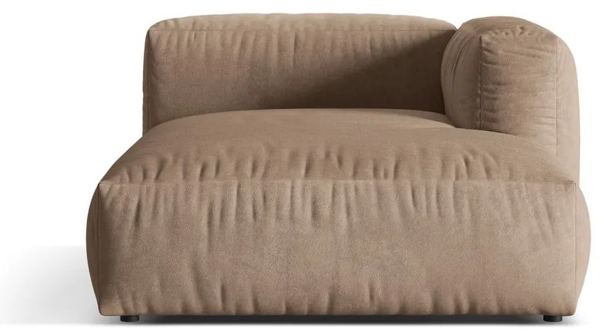 Parte divano componibile marrone chiaro (con penisola a destra) con rivestimento in velluto Martina – Micadoni