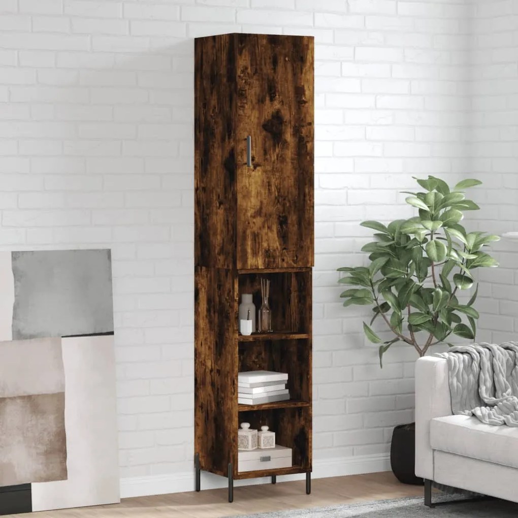 Credenza Rovere Fumo 34,5x34x180 Cm İn Legno Multistrato /