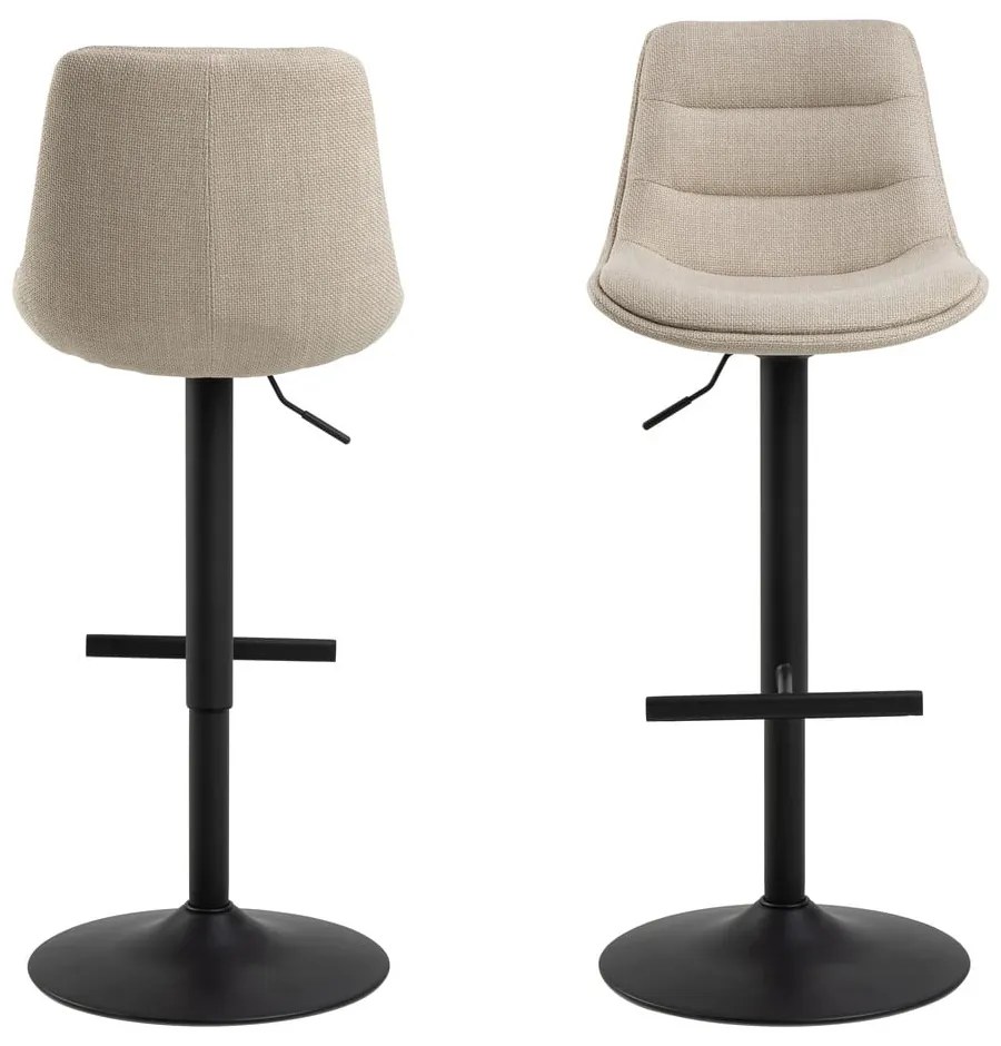 Sgabello da bar nero/beige con altezza regolabile (altezza della seduta 65 cm) Adisa – Actona