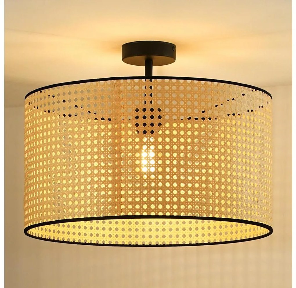 Duolla - Lampadario a plafone ROLLER RATTAN 1xE27/15W/230V diametro 45 cm beige/nero