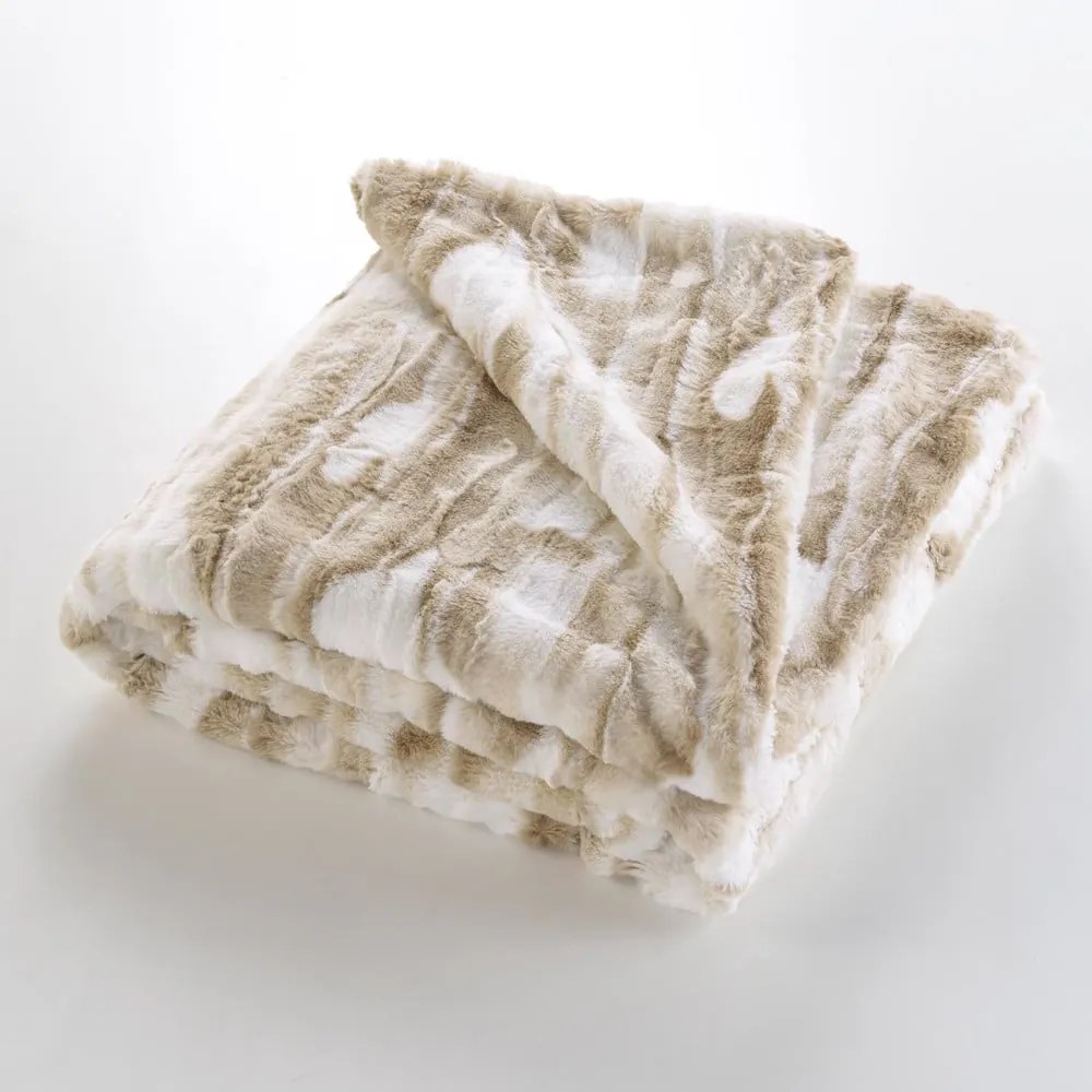 Coperta beige in pelliccia finta 180x220 cm Cheyenne – douceur d'intérieur