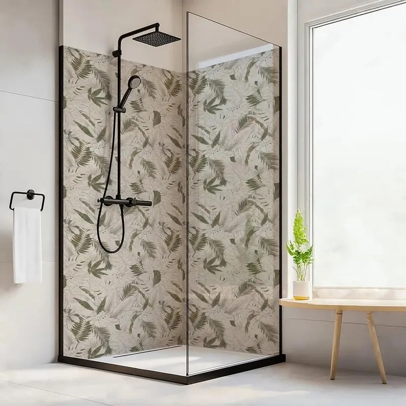 Piastrella adesiva Green Leaves verde e beige 60 x 220 cm, spessore 1.2 mm