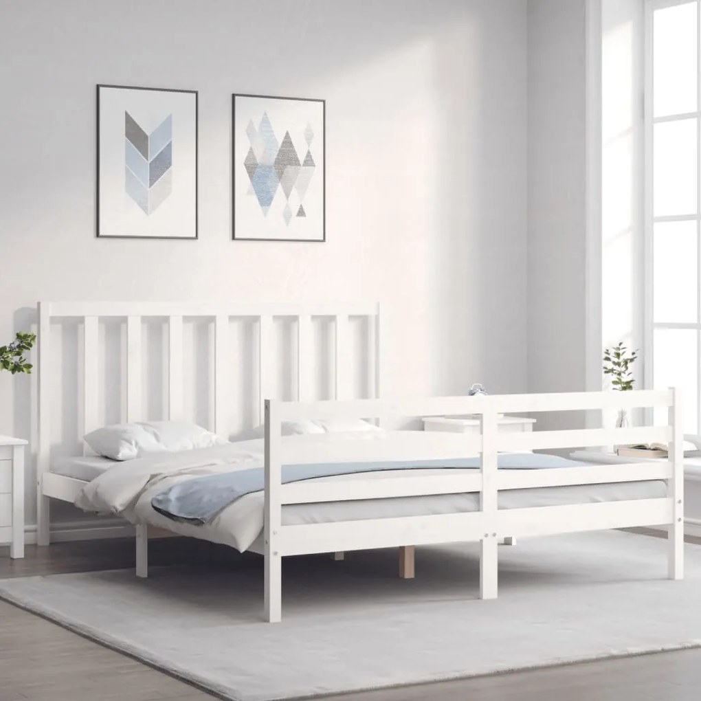 Giroletto Senza Materasso Bianco 160x200 Cm Legno Massello Pino /