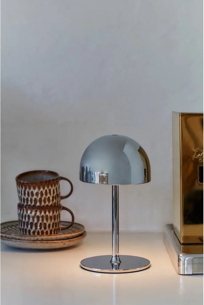 Lampada da tavolo LED argentata con paralume in metallo con telecomando (altezza totale 22 cm) Tim – Sirius