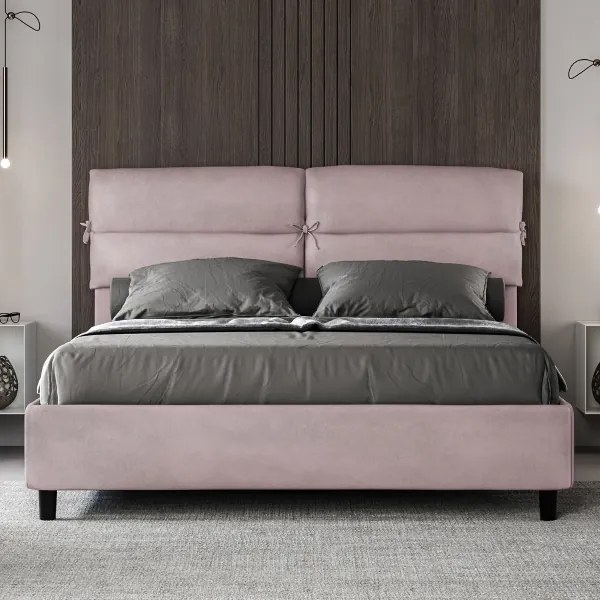Letto contenitore da 160x200 in microfibra glicine Nandy