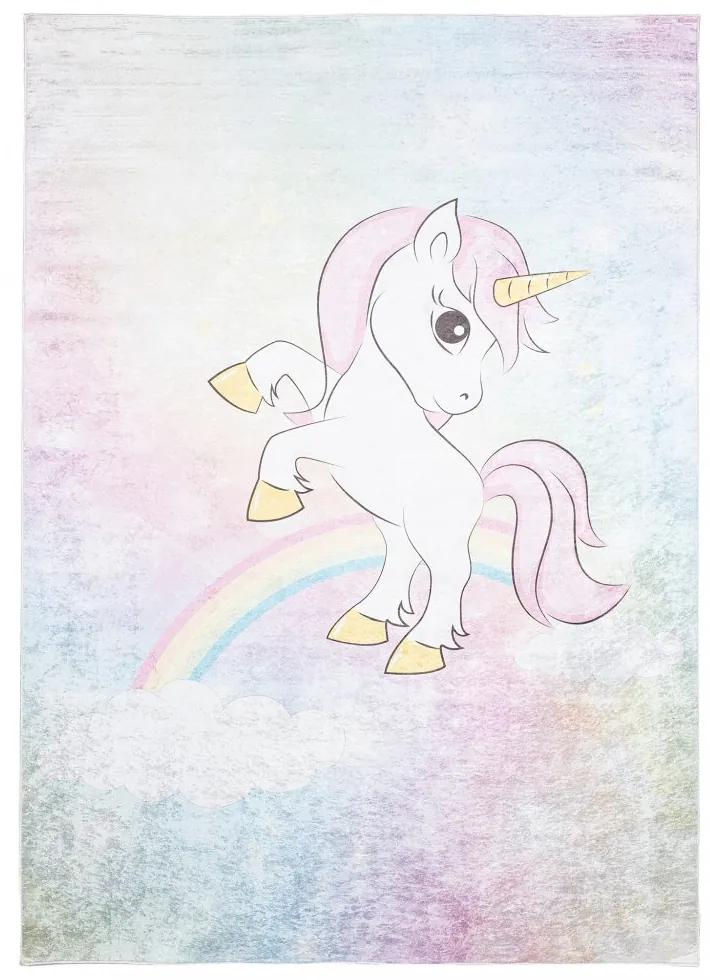 Tappeto per bambini colorato con motivo a unicorno  Larghezza: 80 cm | Lunghezza: 150 cm