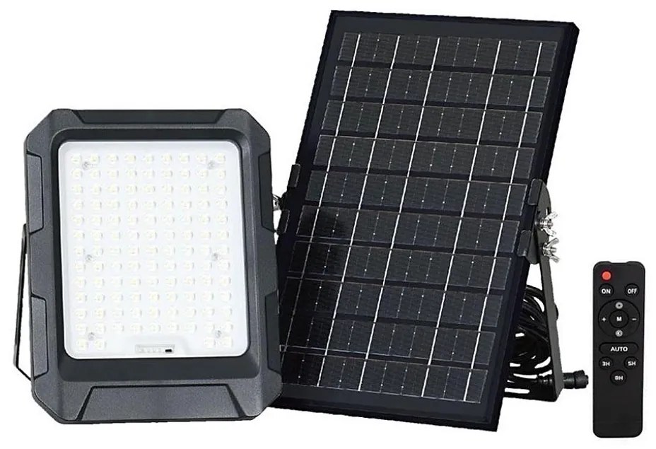 Faretto solare LED 10W 3,7V IP65 4000K nero + telecomando
