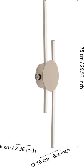 Eglo 902126 - Lampada da parete LED VENTICELLO LED/20W/230V + LED/0,91W beige