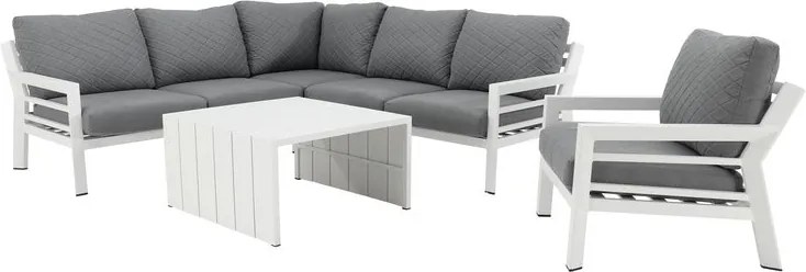 Salotto da giardino angolare per 6 persone bianco Augus NATERIAL con cuscini in poliestere
