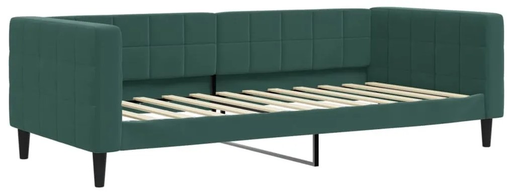 Divano letto estraibile cassetti verde scuro 90x200cm velluto