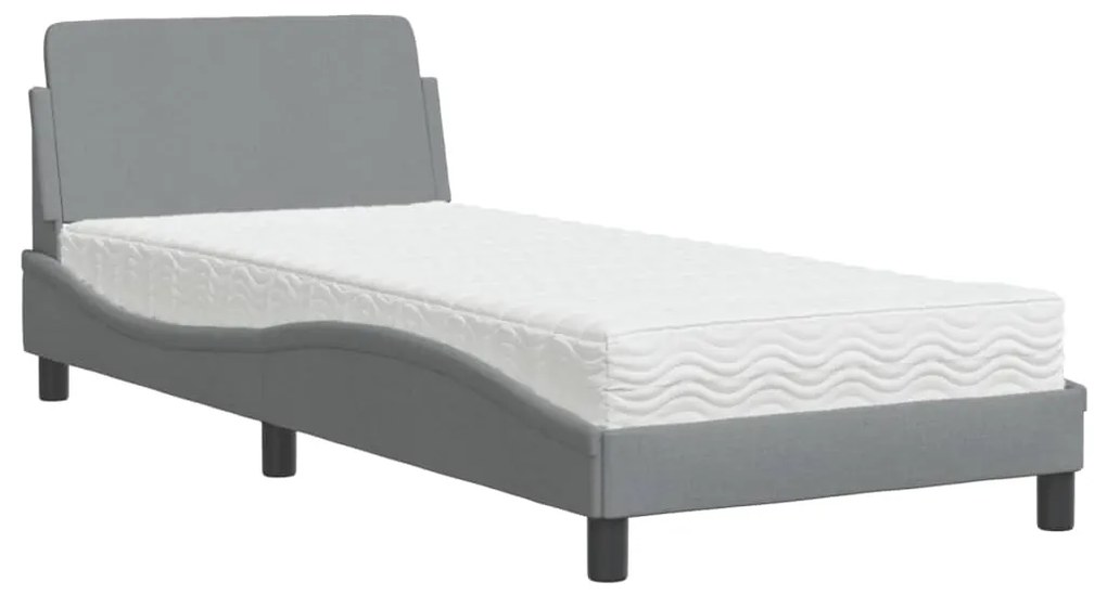 Letto con materasso grigio chiaro 80x200 cm in tessuto