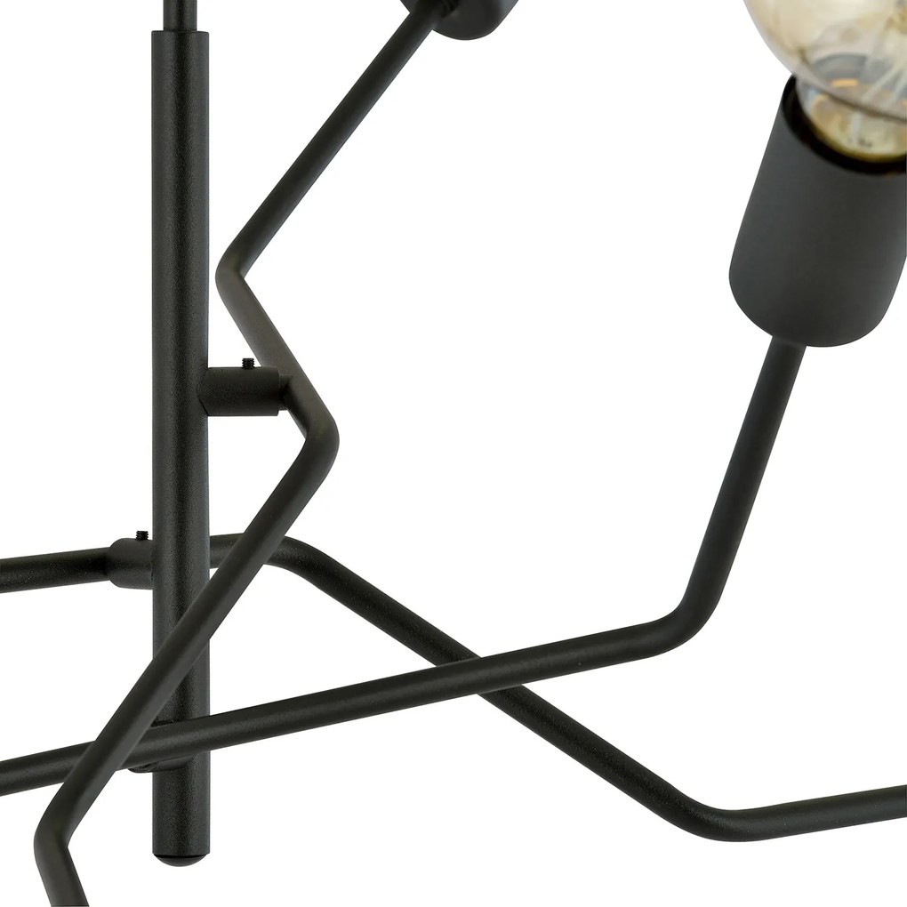 Sospensione Industrial 6 Luci Febe In Acciaio Nero E Bracci Regolabili