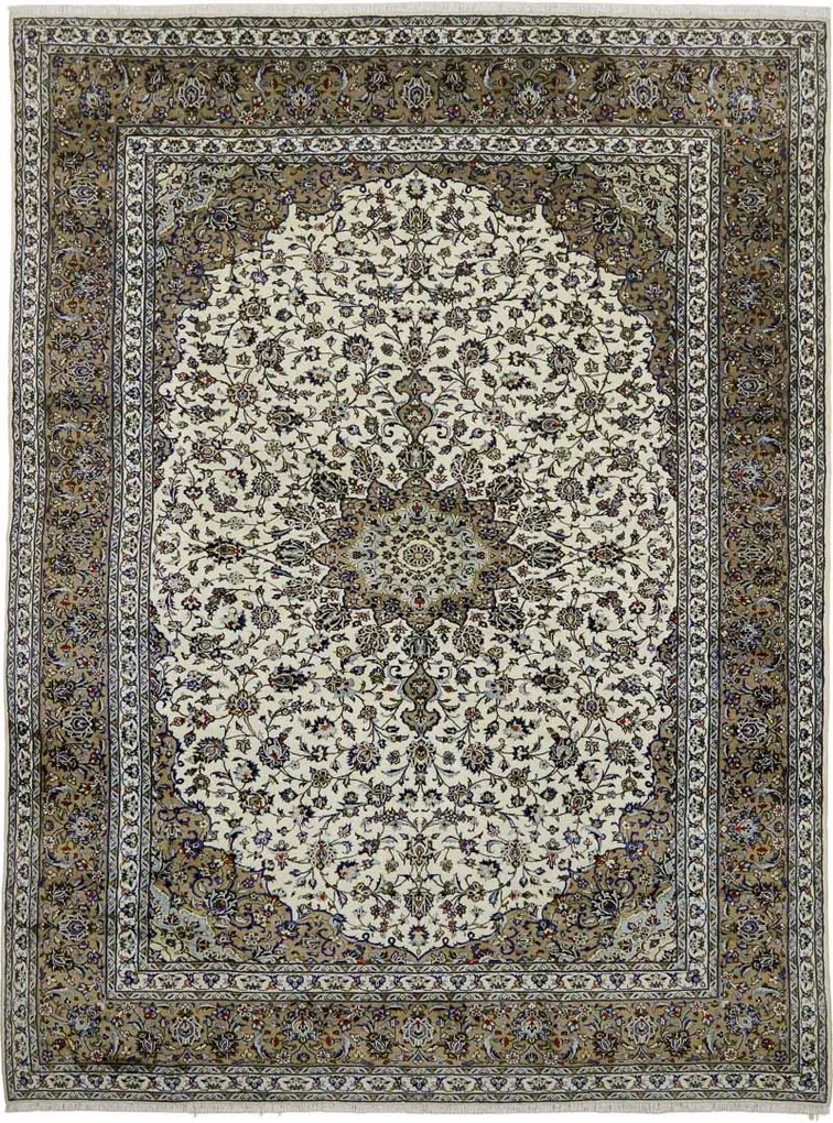 Kashan Tappeto persiano 300 x 400 Verde (Iran) Annodato A Mano