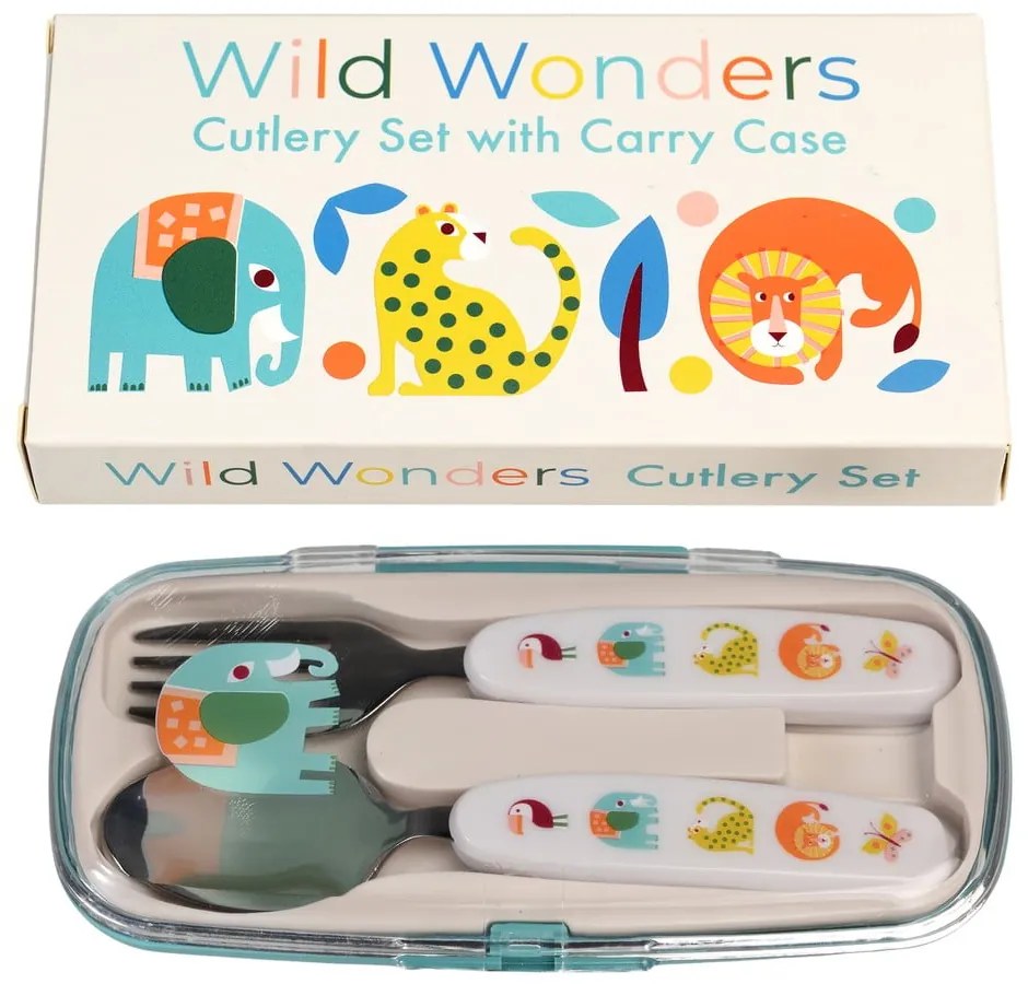 Posate per bambini color crema in acciaio inox 2 pz Wild Wonders – Rex London
