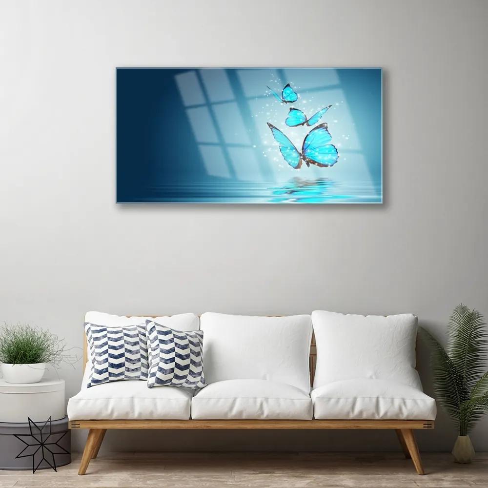 Quadro acrilico Farfalle Blu. Acqua Art 100x50 cm