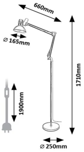 Rabalux 2196 - Lampada da terra ARISTEO 1xE27/40W/230V nero/cromo lucido