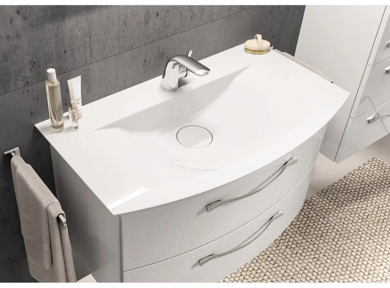 Mobile da bagno sospeso sotto lavabo L 99 x H 25 x P 22 cm bianco, 2 cassetti, 2 ante PELIPAL Cassca