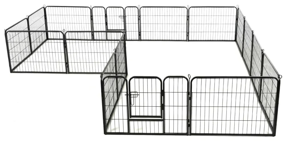 Box per cani con 16 pannelli in acciaio 60x80 cm nero