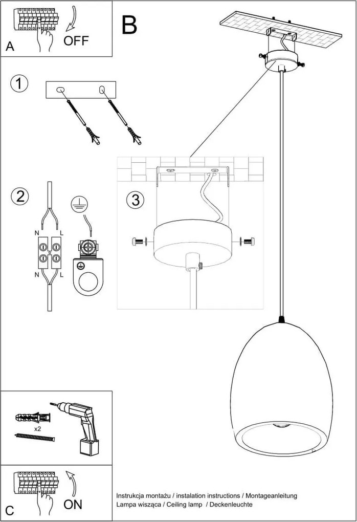 Lampada a Sospensione FLAWIUSZ E27 in Ceramica Bianca