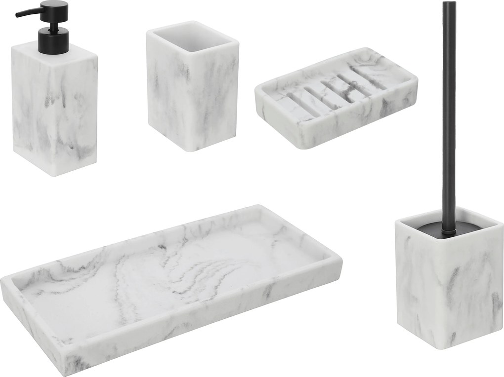 Set 5 Accessori D'Appoggio Feridras "Marmo" Effetto Marmo