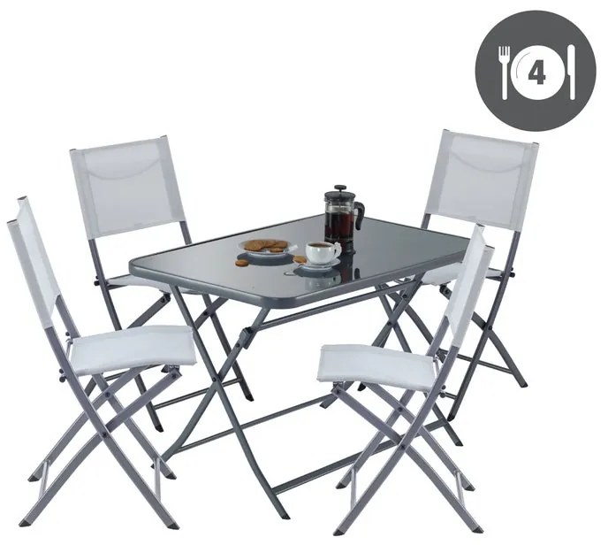 Set tavolo e sedie Emys NATERIAL in acciaio antracite per 4 persone