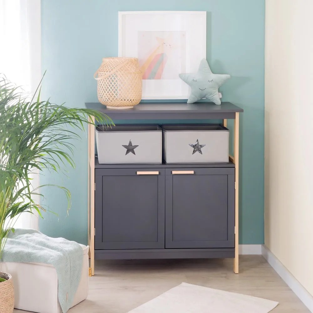 Cassettiera bassa per bambini antracite 87x75 cm Berlin - Roba