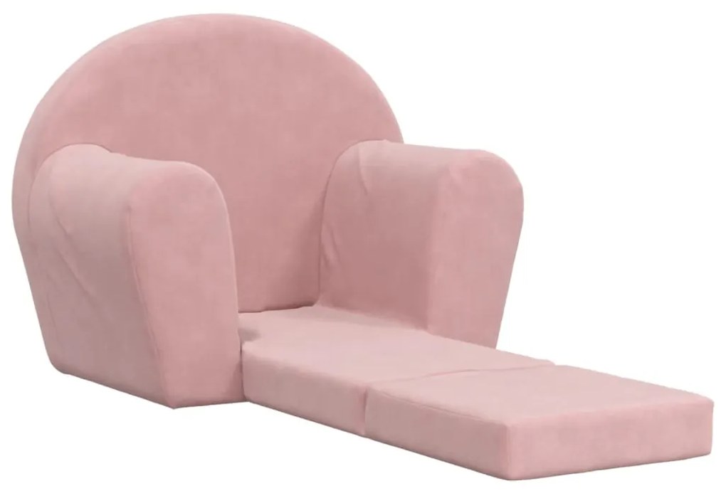 Divano letto per bambini rosa in morbido peluche