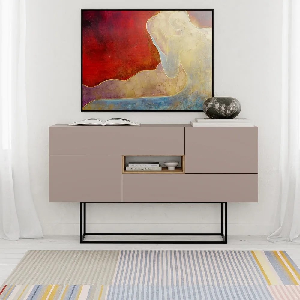 Cassettiera bassa grigio-beige 145x82 cm Titan - Marckeric