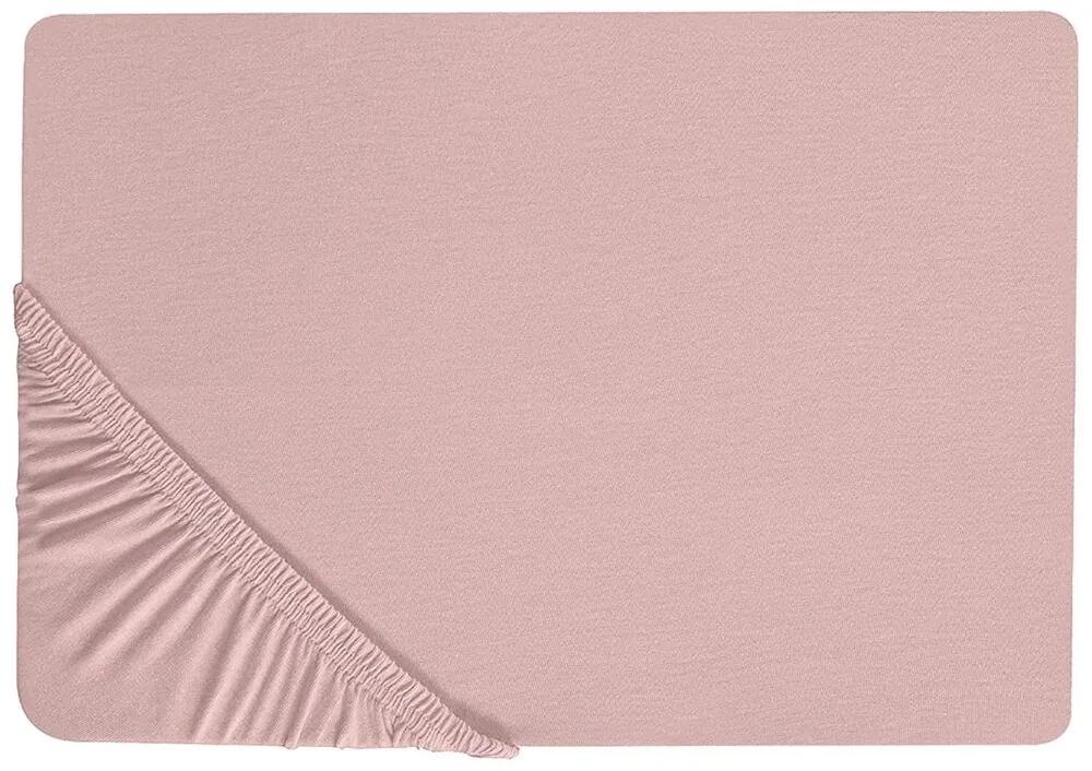 Lenzuolo con angoli cotone rosa 140 x 200 cm HOFUF Beliani