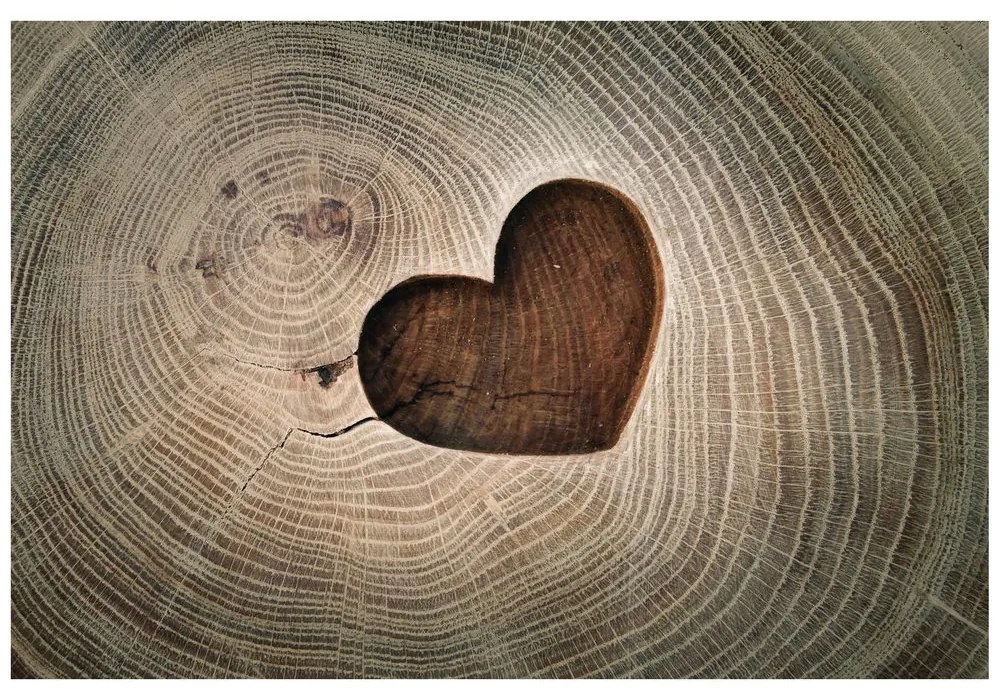 Carta da parati – Simbolo dell'amore su legno