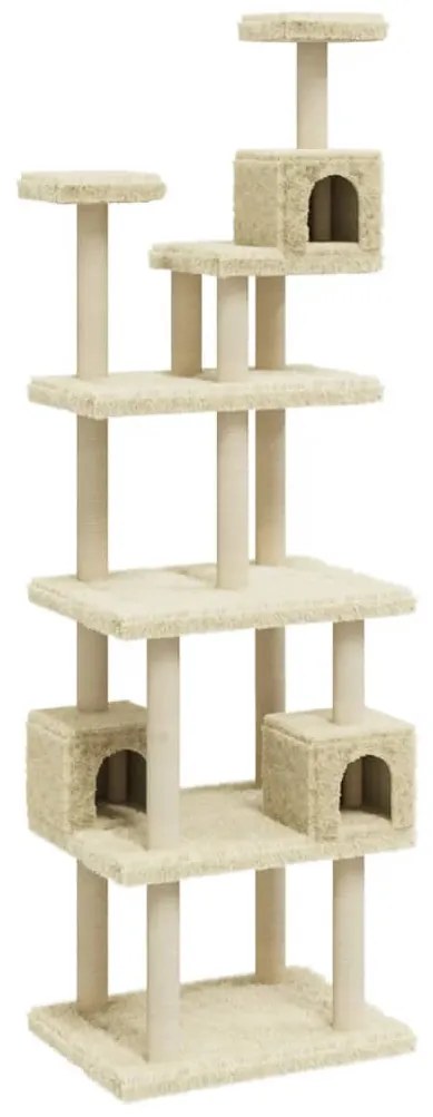 Albero per gatti con tiragraffi in sisal crema 188 cm