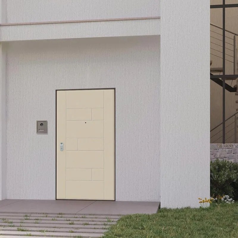 Porta blindata DI.BI. Aster L 80 x H 210 cm in PVC avorio/bianco, apertura spingere a destra, falso telaio incluso