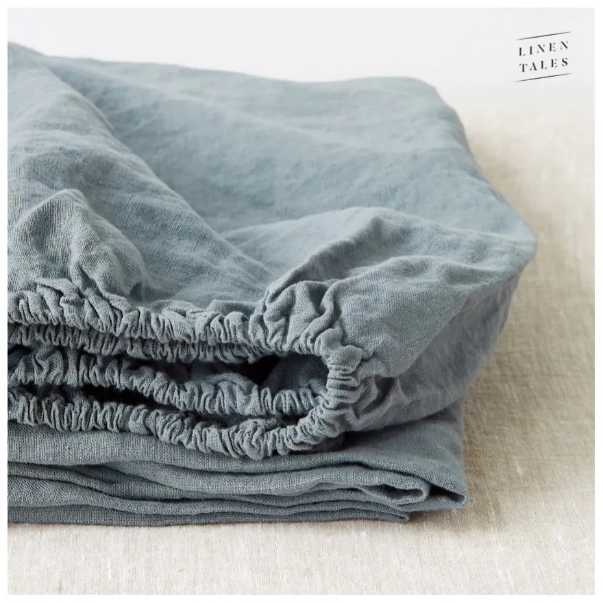 Lenzuolo di lino blu 200x160 cm Blue Fog - Linen Tales