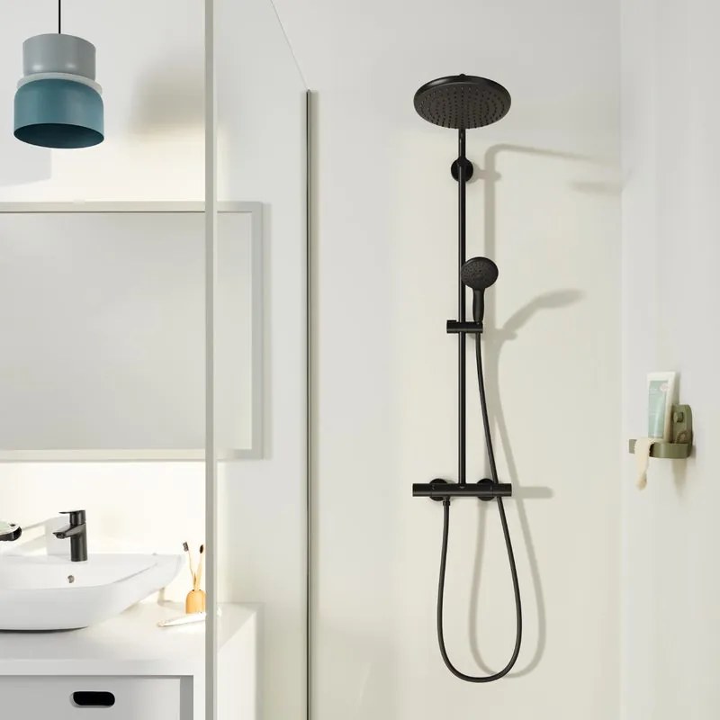 Colonna doccia con miscelatore Vitalio Start Clova 250 Sis.Doc. Mix THM nero opaco