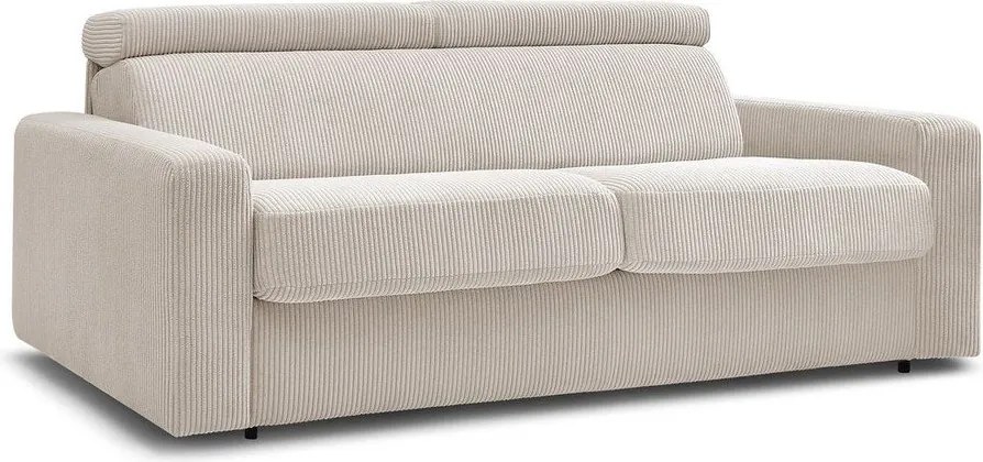 Divano color crema allungabile con rivestimento in velluto a coste 195 cm Monaco – Bobochic Paris