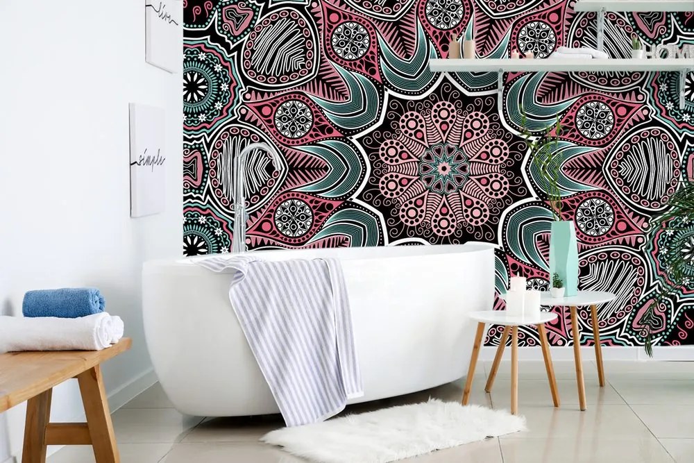 Carta da parati – Mandala indiano con motivo floreale